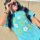 Smiles And Flowers Check Puff Vinyl Design