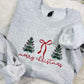 Merry Christmas Bow Trees Embroidery Sweatshirt
