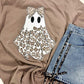 Cheetah Girly Bow Ghost Halloween Graphic Tee