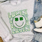 Lucky Happy Face Glitter & Sublimation Sweatshirt