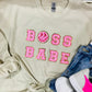 Boss Babe Checkered Happy Patch Sweatshirt