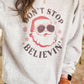 Don't Stop Believin' Santa Sunglasses Sweatshirt