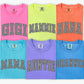 Set of colorful t-shirts with text on a white background