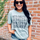 Mama Checkered Lightning Stacked Distressed Tee