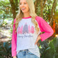 Merry Christmas Pink Trees Raglan